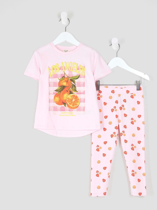 River Island Pink Print Leggings Set