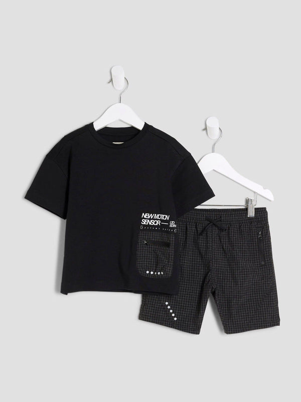 River Island Brown Mesh Pocket T-Shirt Set