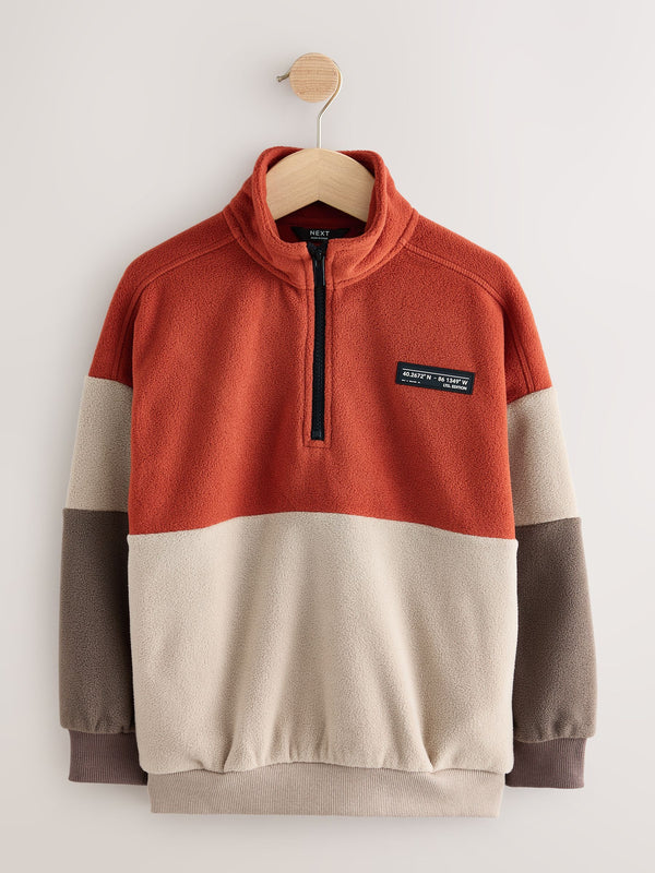 Rust/Ecru Funnel Neck Fleece (3-16yrs)