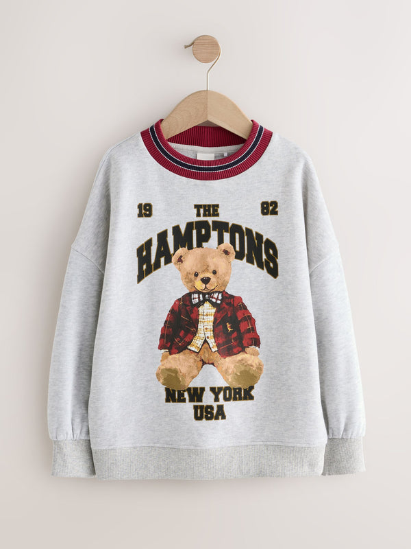 Grey Marl Teddy Bear Graphic Sweatshirt (3-16yrs)