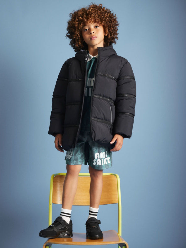 River Island Black Taped Puffer Jacket