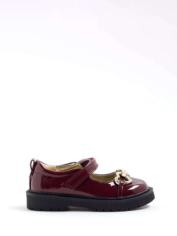 River Island Red Girls Heart Print Snaffle Mary Jane Shoes