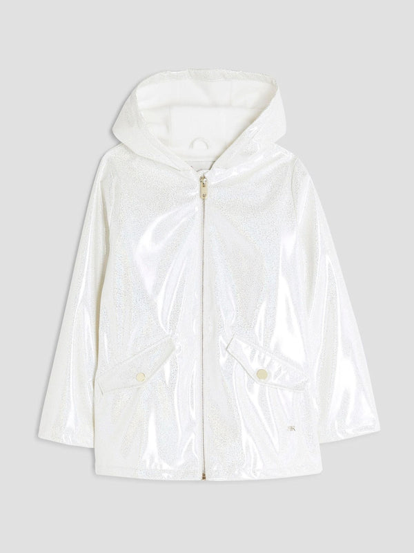 River Island White Glitter Rainmac Coat