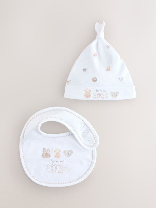 White Baby Sleepsuit and Hat Set (0-12mths)