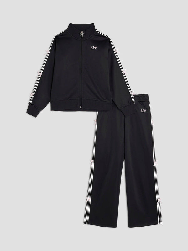 River Island Black Bow Tracksuit Set