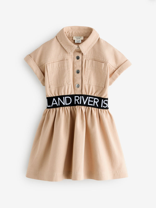 River Island Natural Girls Waist Band Twill Dress