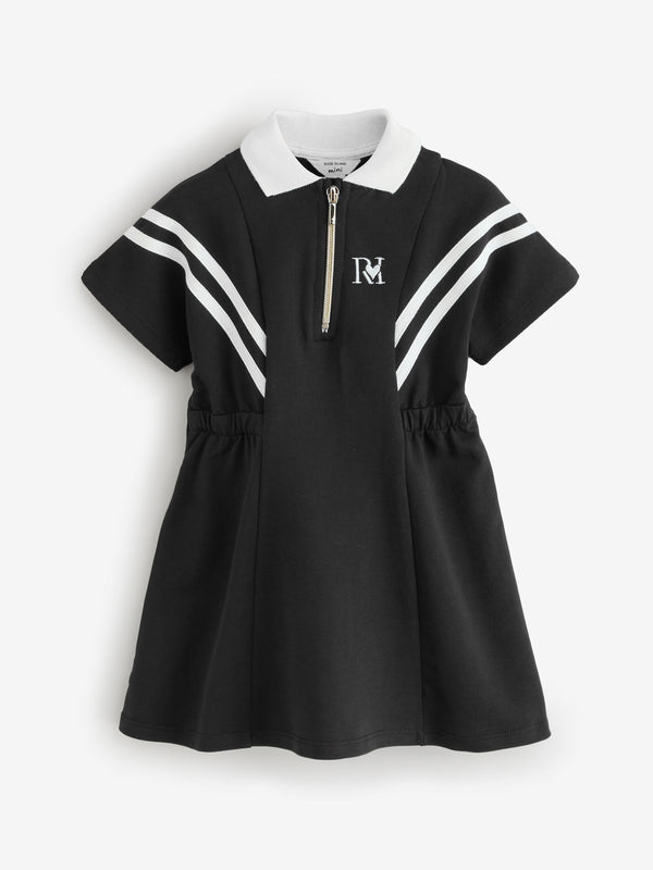 River Island Black Stripe Polo Dress