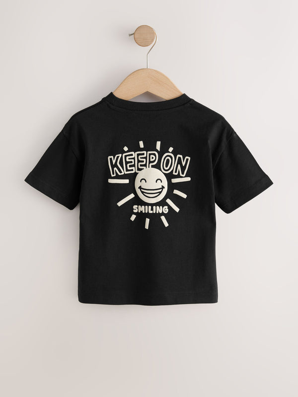 Black Keep on Smiling Short Sleeve Back Print T-Shirt (3mths-7yrs)