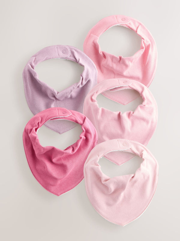 Pink 5 Pack Baby Dribble Bibs