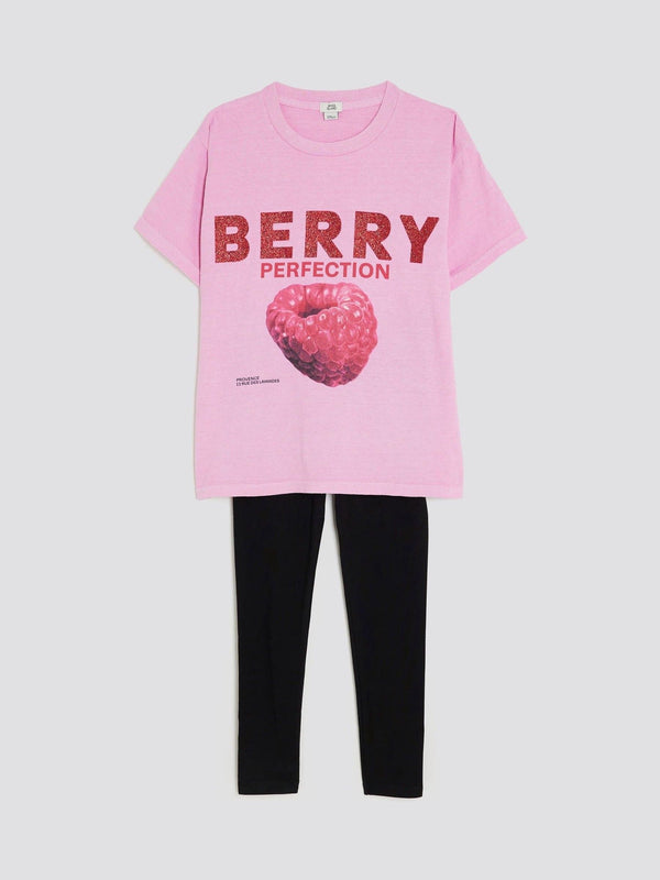 River Island Pink Girls Kickflare Top & Joggers Set