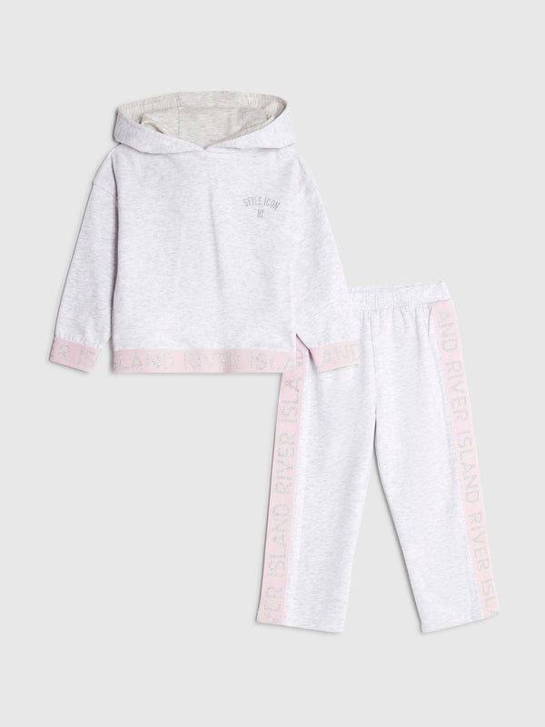 River Island Grey Girls Branded Hoodie Set