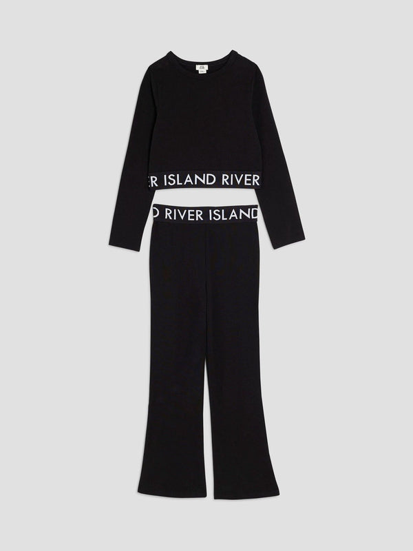 River Island Black Waistband Kickflare Set