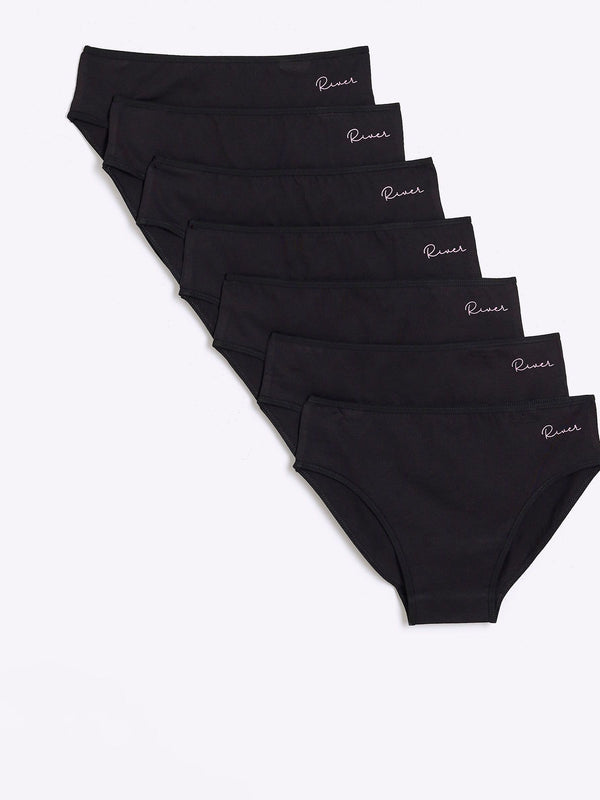 River Island Black Branded Briefs 7 Pack