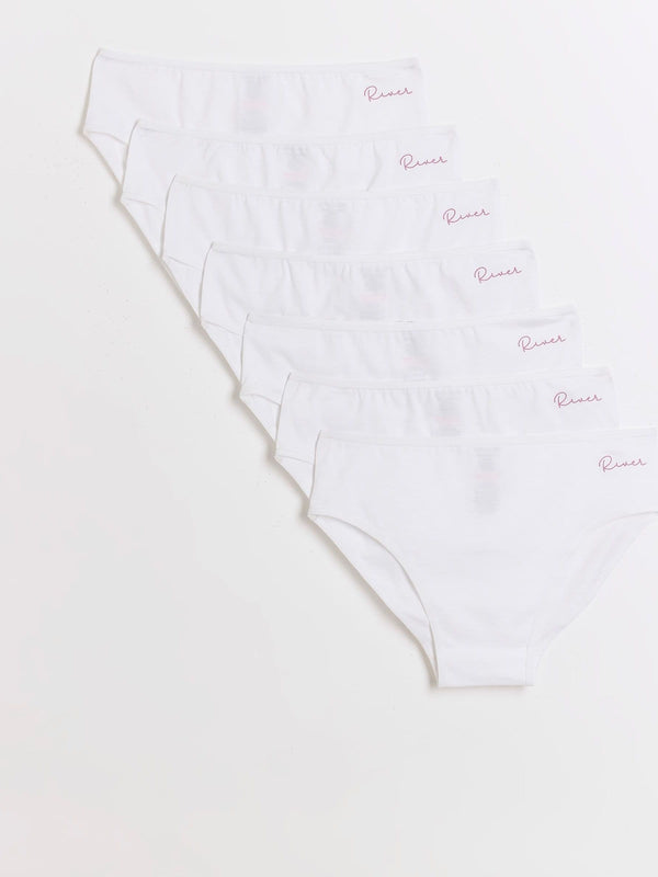 River Island White Girls Branded Briefs 7 Pack