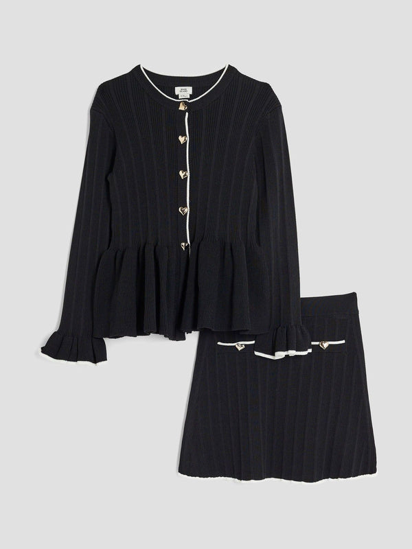 River Island Black Tipped Peplum Cardigan Set