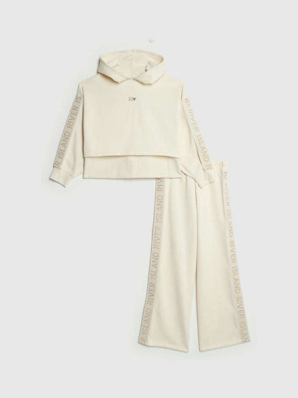 River Island Cream Girls Hooded Sweater Set