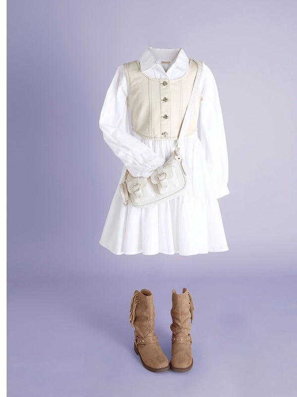 River Island White Girls Hybrid Shirt Dress