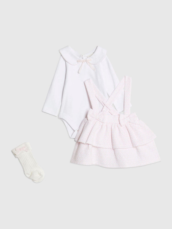 River Island Pink Baby Girls Jacquard Pinny Dresses 3 Pack