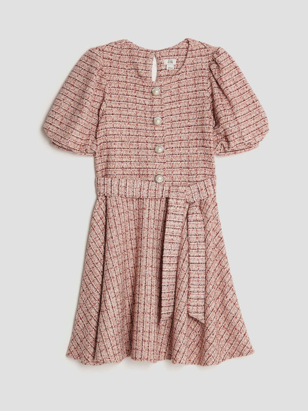 River Island Pink Girls Jersey Boucle Dress
