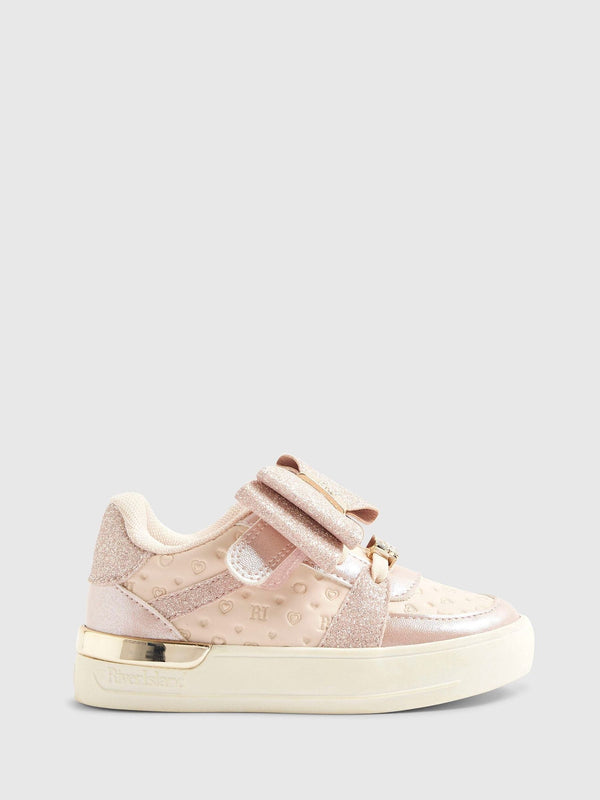 River Island Pink Bow Glitter Trainers