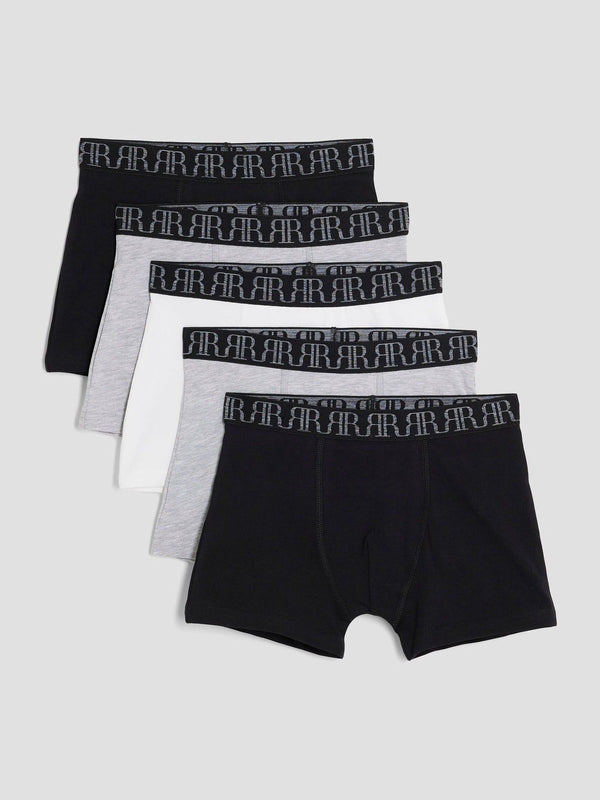 River Island Grey Mono Boxers 5 Pack