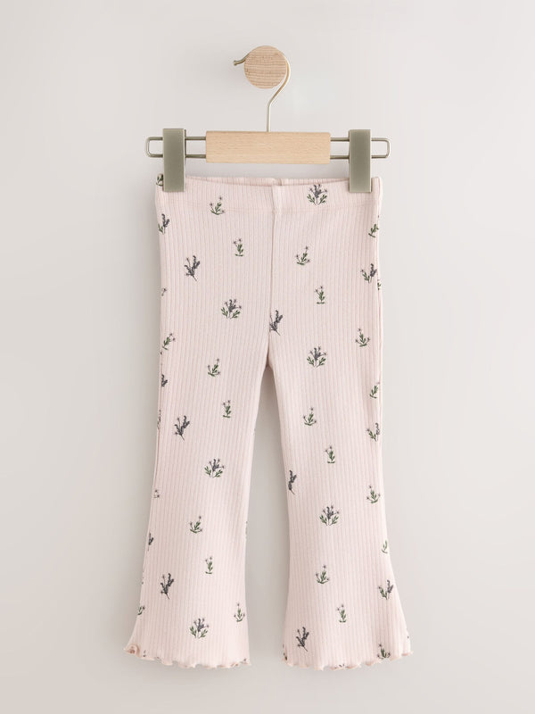 Pale Pink Ditsy Ribbed Flare Leggings (3mths-7yrs)