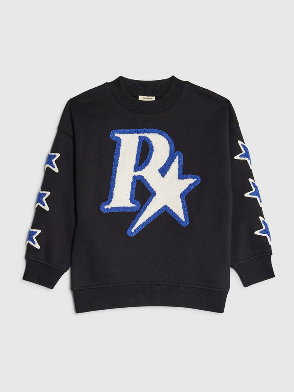 River Island Black R Applique Embroidered Crew Neck Sweat Top