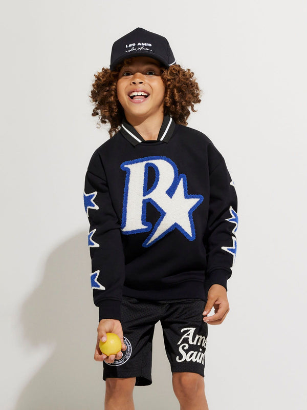 River Island Black Appliqué Embroidered Crew Sweatshirt
