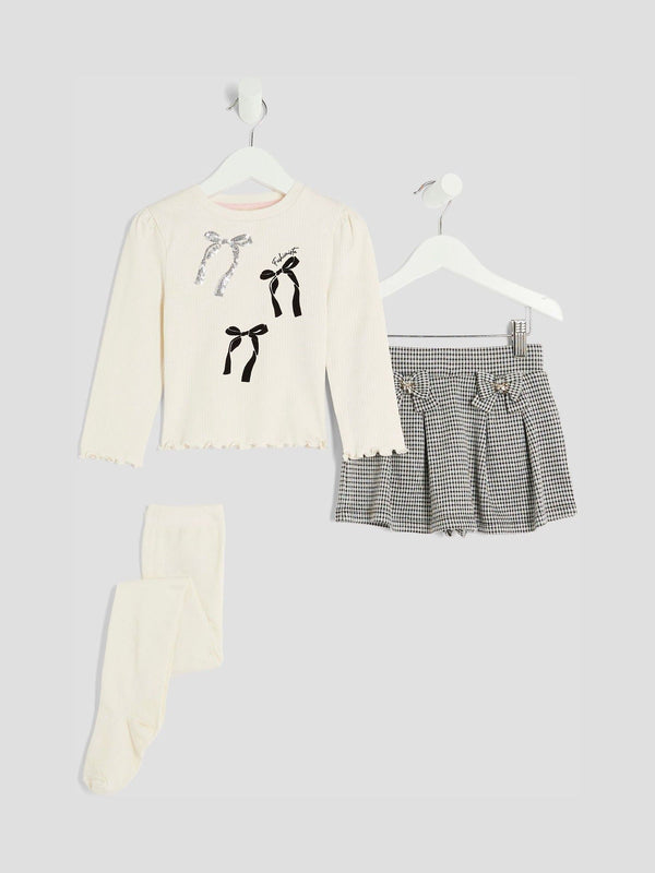 River Island Cream Bow Skort 3 Piece Set