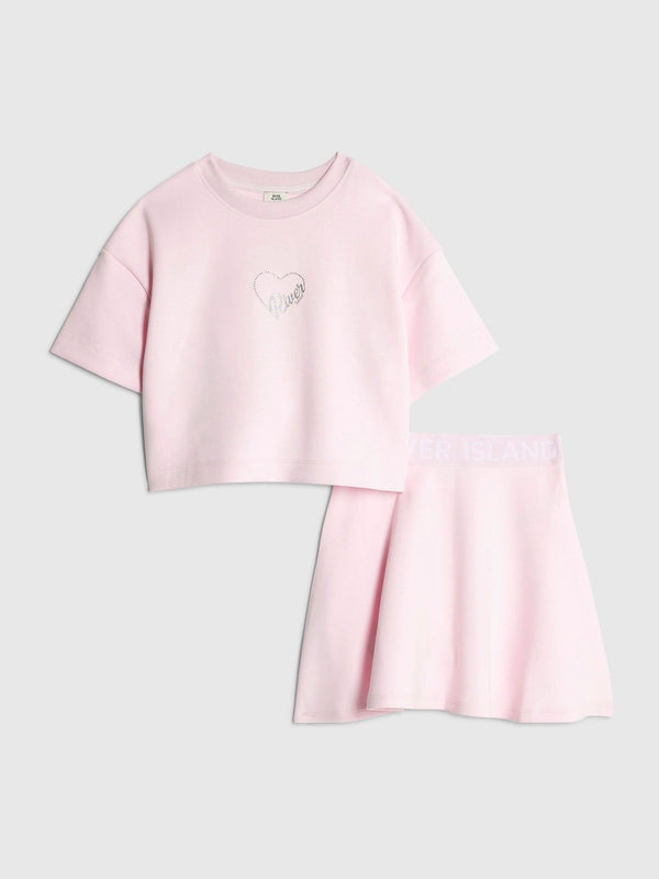 River Island Pink Premium Essential Skirt Set