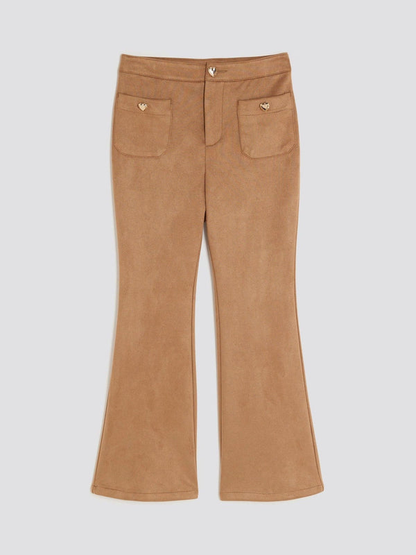 River Island Brown Suedette Kickflare Trousers