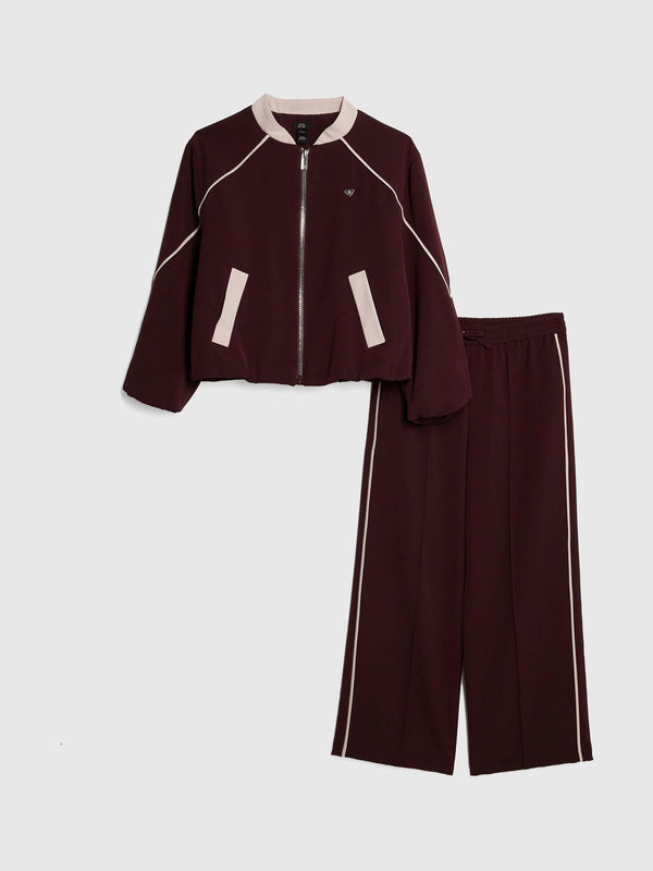 River Island Red Burg Bomber Jacket and Trousers Set