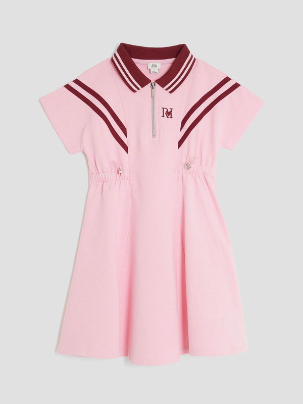 River Island Pink Drawcord Polo Dress