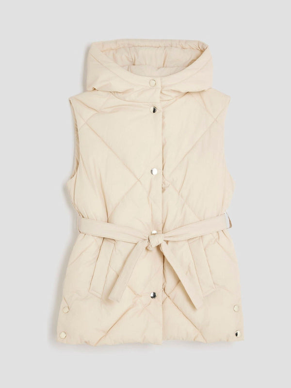 River Island Cream Quilted Belted Gilet