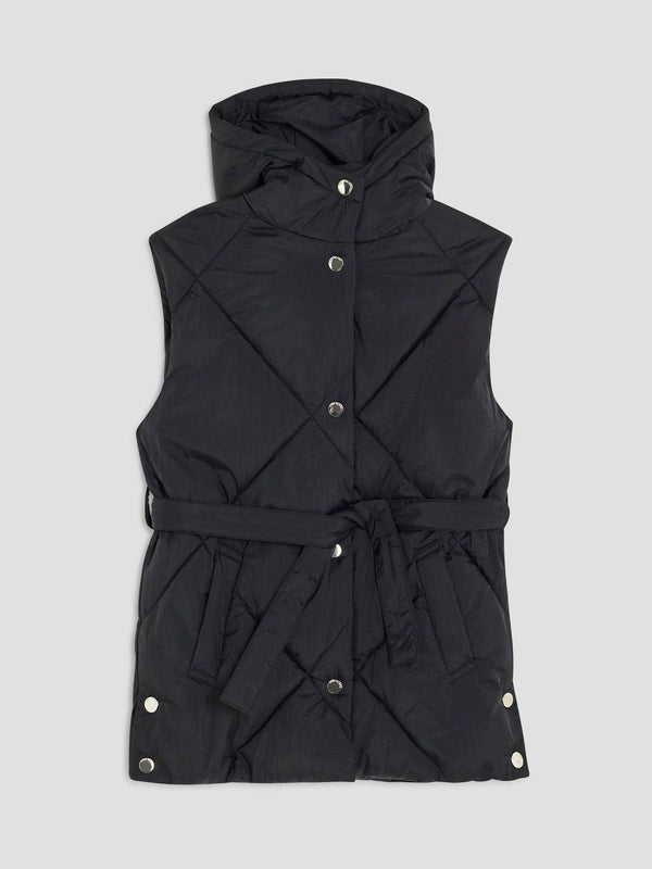 River Island Black Quilted Belted Gilet