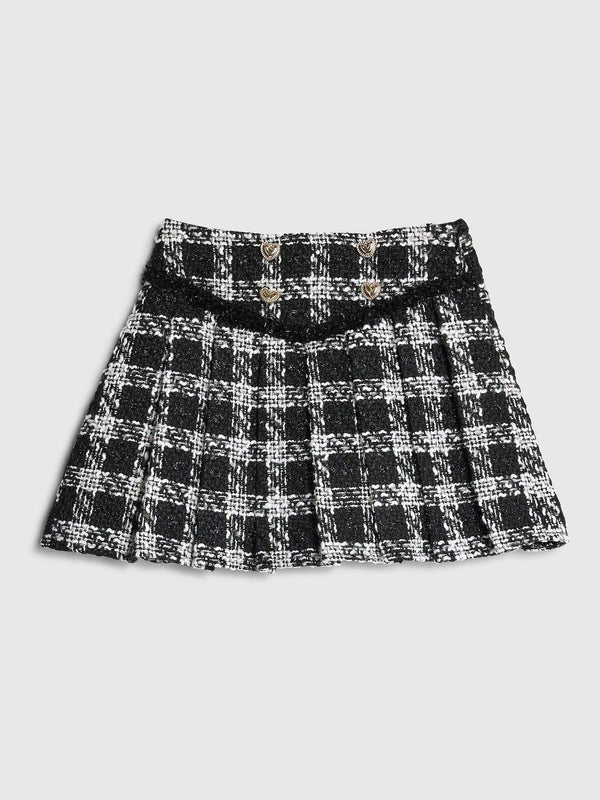 River Island Black Girls Mono Pleated Boucle Skirt