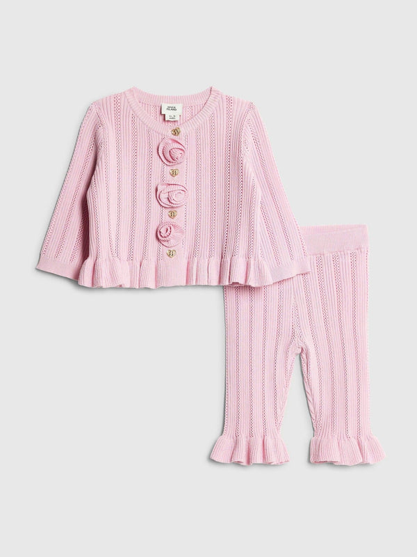 River Island Pink Baby Girls Rose Cardigan Set