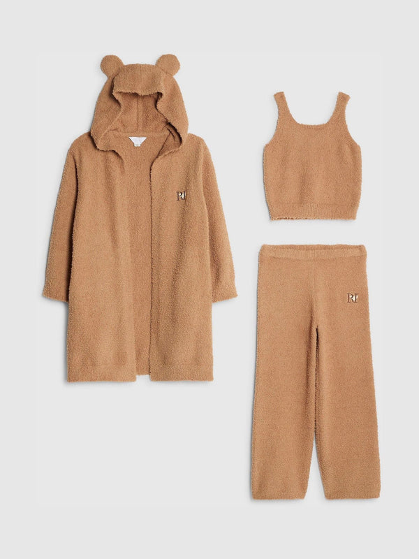 River Island Brown Cosy Bear Maxi Cardigan 3 Piece Set