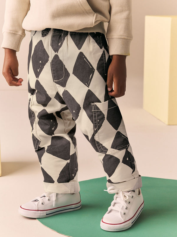 Black/Ecru Harlequin Side Pocket Pull On Trousers (3mths-7yrs)