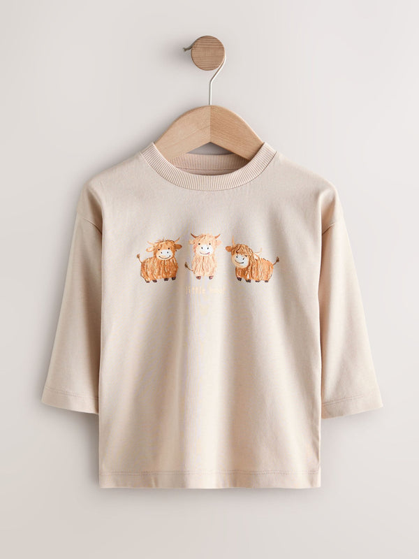 Cream Hamish Trio Long Sleeve Graphic Print T-Shirt (3mths-8yrs)