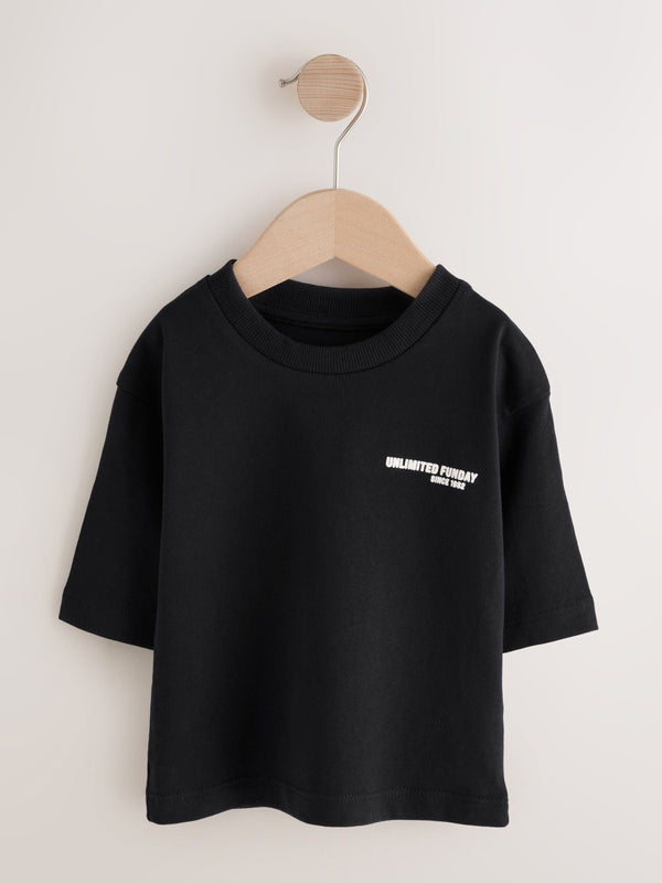 Black Slogan Long Sleeve Back Print T-Shirt (3mths-8yrs)