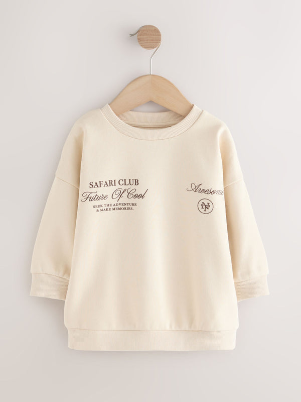 Ecru Safari Club Back Printed Crew Neck Jersey Sweatshirt (3mths-7yrs)