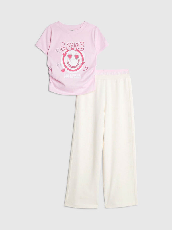 River Island Cream Smiley Top & Track Jogger Set