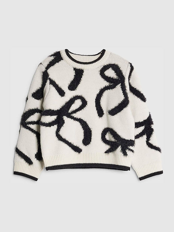 River Island Cream Fluffy Bow Jumper