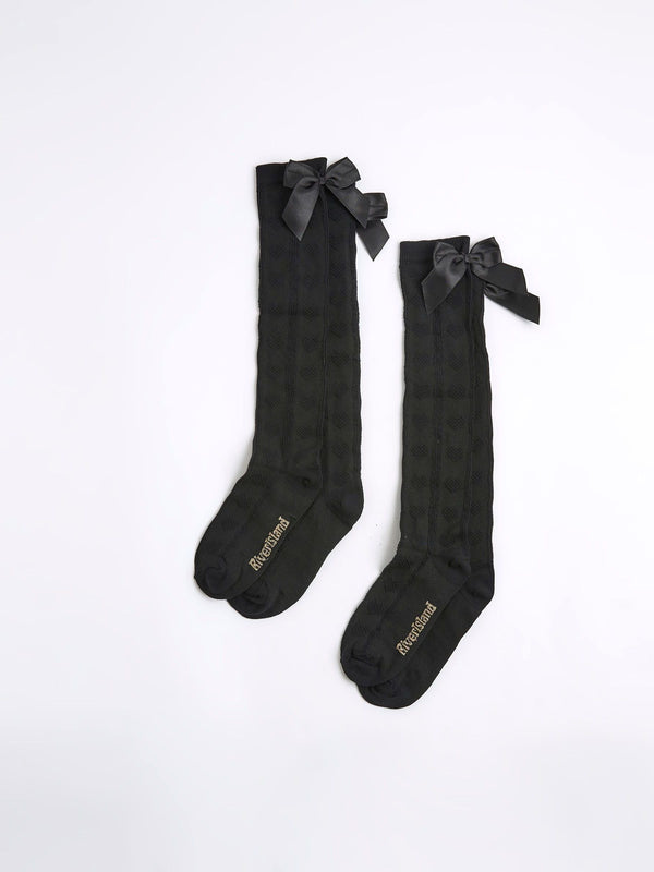 River Island Pink Argyle Bow Socks