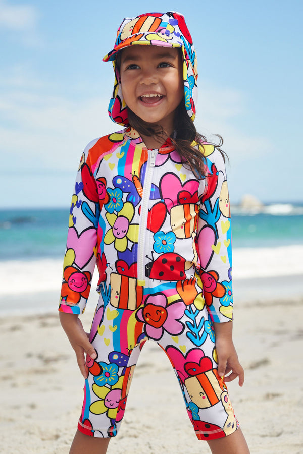 Multi Character Long Sleeve, Longer Leg Sunsafe Swimsuit.immediate