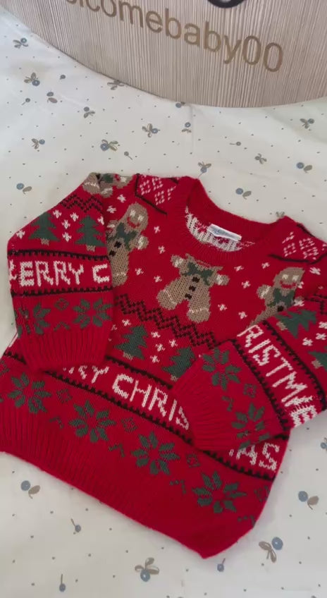 Christmas red knitted boy jumper