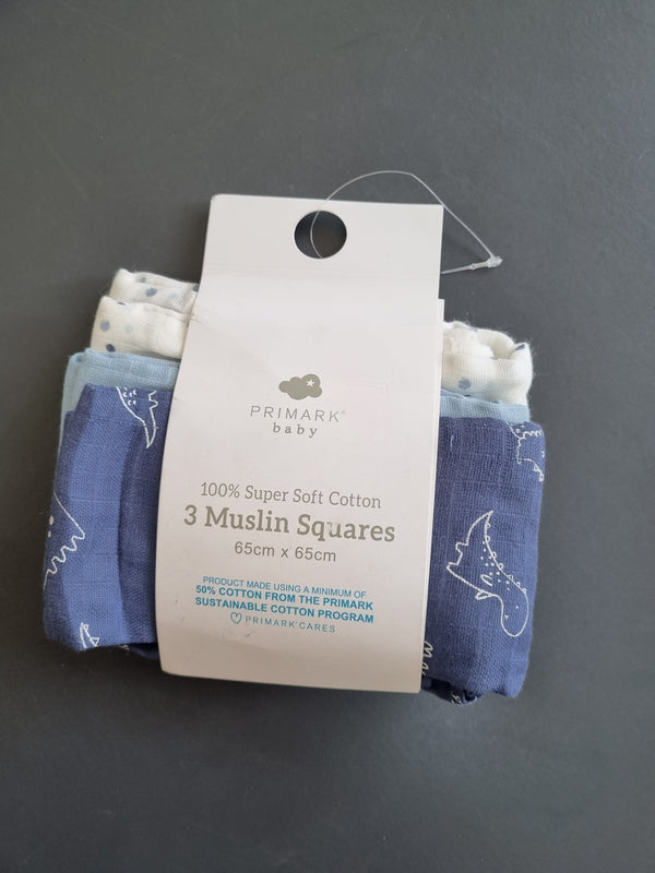 3 pk dino muslin