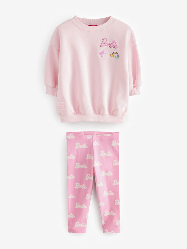 Pink Barbie Crew Sweatshirt & Leggings Set (immediate)