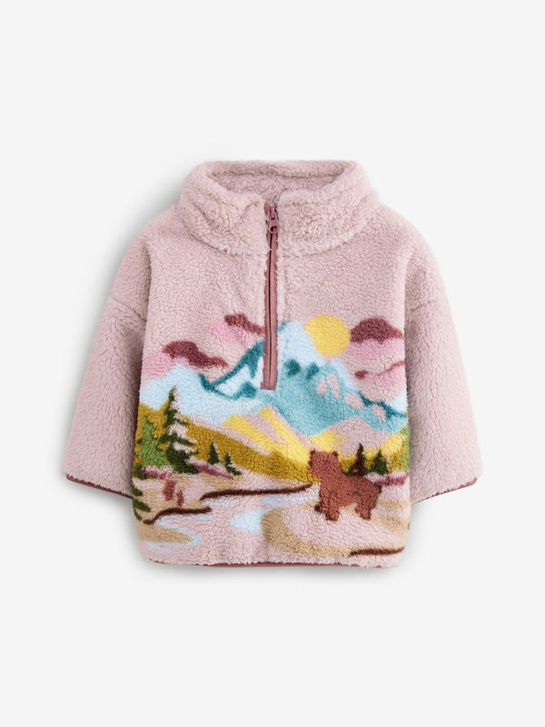 Pink Scenic Borg Fleece Half Zip Top(immediate)